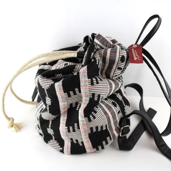 Black & White Navajo Aztec Bucket Backpack Bag NEW - Picture 4 of 7